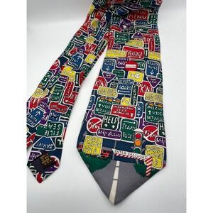 Alynn Neckwear Silk Tie Information Superhighway Vintage 90s Tech Internet Print